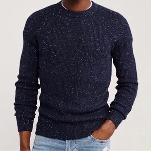 Abercrombie & Fitch Men's Dark Blue Speckled Crewneck Sweater